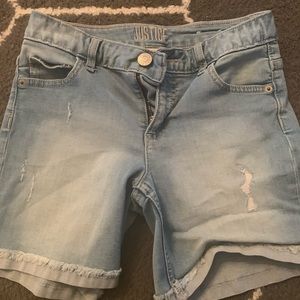 Size 12 Justice light wash denim shorts